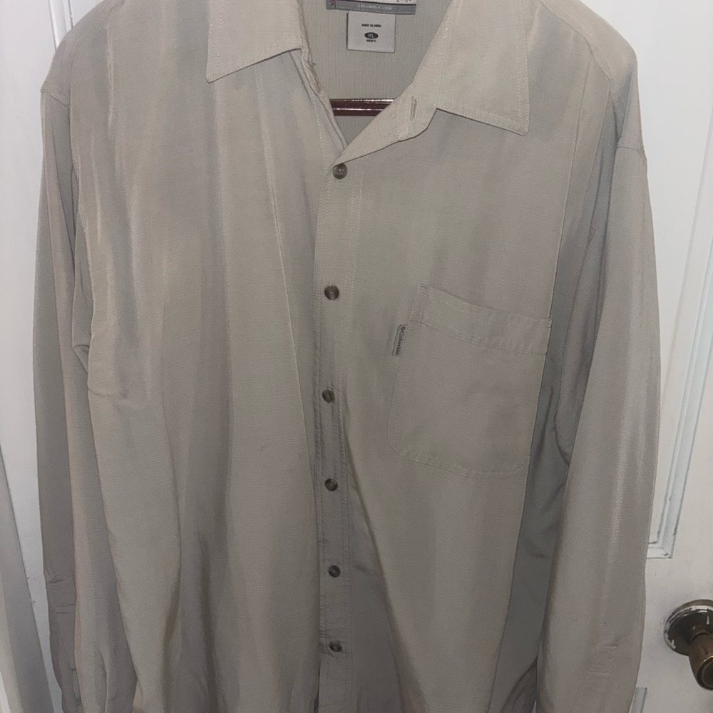 Men's Beige Button-Up Shirt